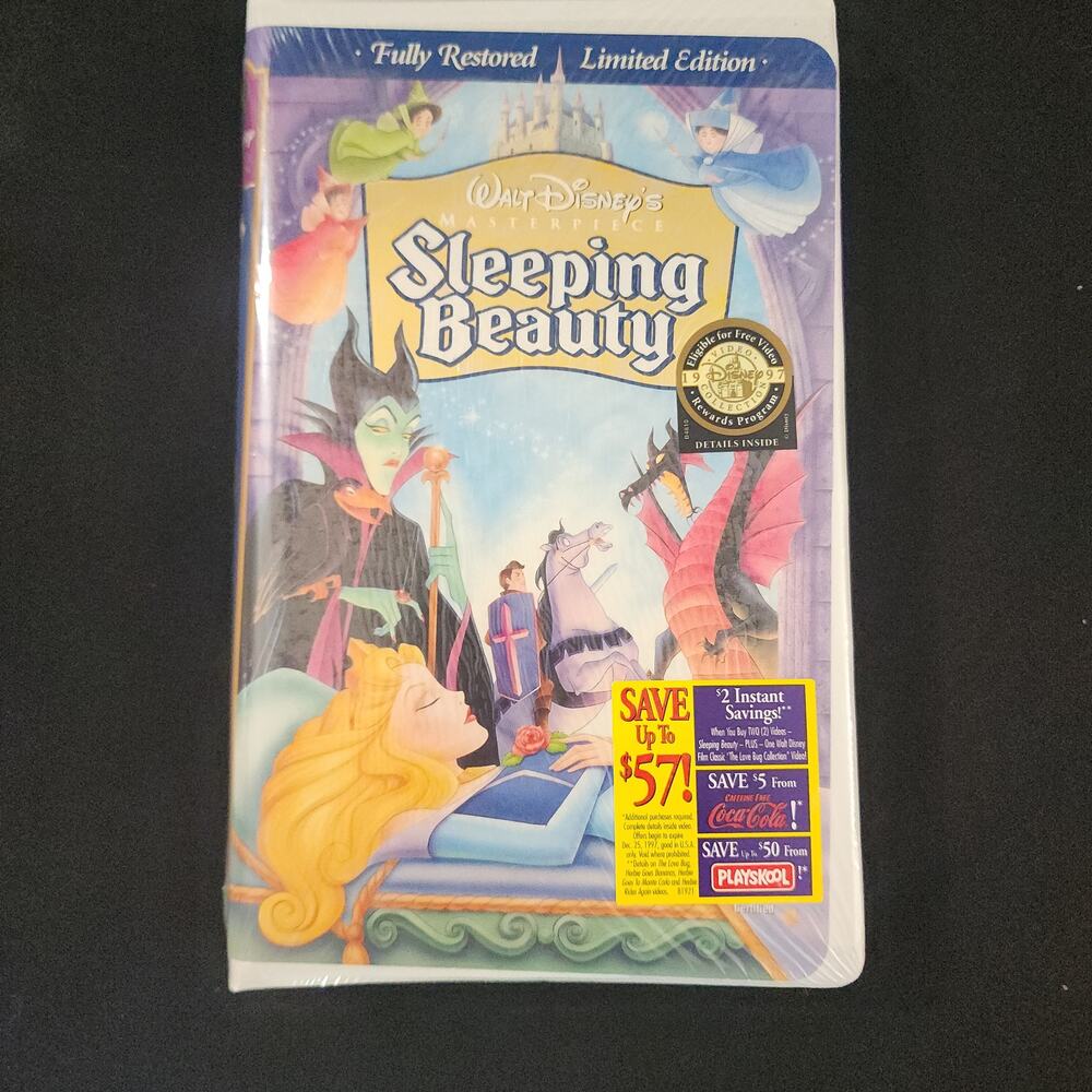 Sleeping Beauty VHS Disney Clamshell Limited Edition Masterpiece *SEALED*1997‎